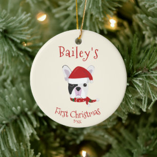 Dein Hund - Erstes Weihnachten - Niedlicher franz Keramik Ornament
