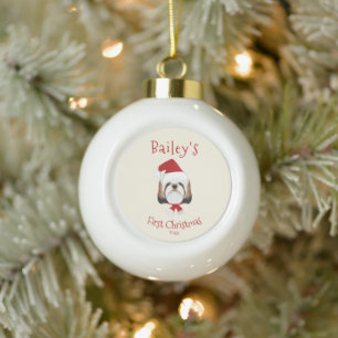 Dein Hund ist zum ersten Mal Weihnachten - Niedlic Keramik Kugel-Ornament