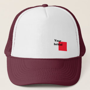 Dein Initialen-Monogramm Weiß + Bordeauxrot Truckerkappe