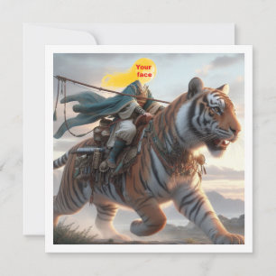 Dein Kind, das auf einem Tiger reitet, steckte mei Karte