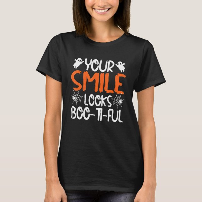 Dein Lächeln sieht Books Ti Ful Dentist Halloween  T-Shirt (Vorderseite)