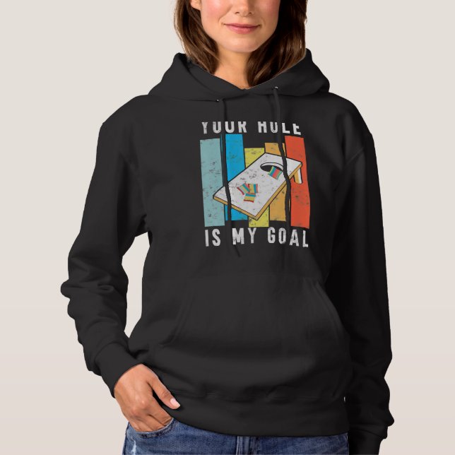 Dein Loch ist mein Retrostil Cornhole Bean Bag Hoodie (Vorderseite)