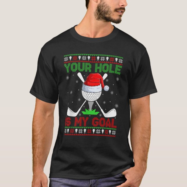 Dein Loch ist mein Ziel, Santa Playing Ugly Golf C T-Shirt (Vorderseite)