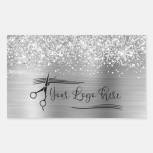 Dein Logo Glitzerndes Silber Glamour Rechteckiger Aufkleber