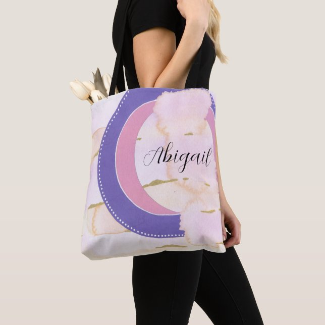 Dein Name. Abstrakte Aquarellwolken rosa, goldfarb (Von Nahem)