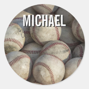 Dein Name Anpassbare Baseball-Kunst Runder Aufkleber