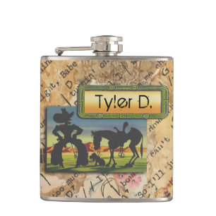 Dein Name auf dieser Cowboy Charakter-Flasche Flachmann