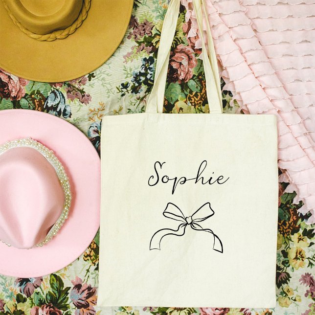 Dein Name | Coquette Bow and Script Tragetasche (Von Creator hochgeladen)