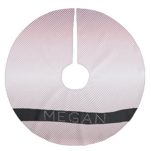 Dein Name   Dünne Rose Ombre & Weiße Streifen Polyester Weihnachtsbaumdecke