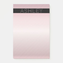 Dein Name | Dünne Rose Ombre & Weiße Streifen Post-it Klebezettel