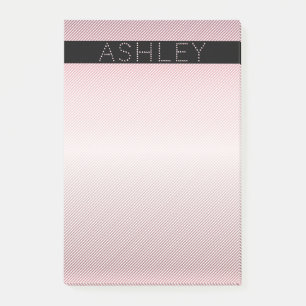 Dein Name Dünne Rose Ombre & Weiße Streifen Post-it Klebezettel