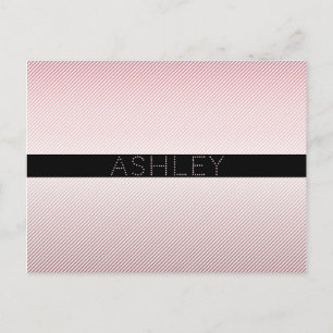 Dein Name Dünne Rose Ombre & Weiße Streifen Postkarte