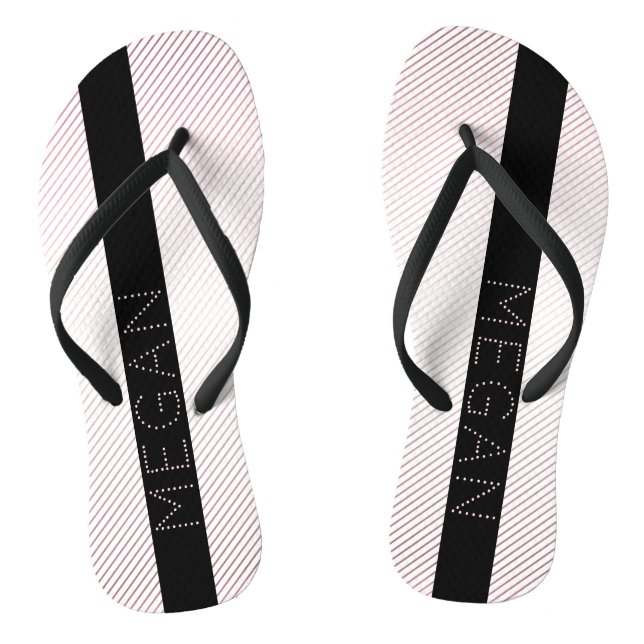 Dein Name | Dünnweiß und sublette Rose Ombre Strei Flip Flops (Fußbett)