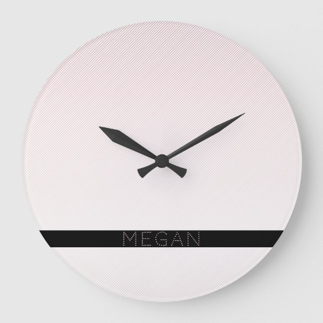 Dein Name | Dünnweiß und sublette Rose Ombre Strei Große Wanduhr (Vorderseite)