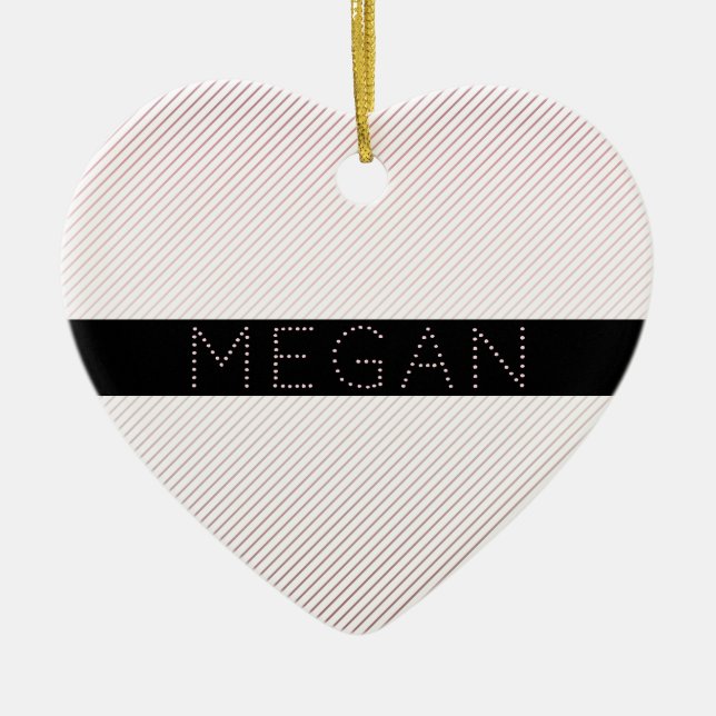 Dein Name | Dünnweiß und sublette Rose Ombre Strei Keramik Ornament (Vorne)