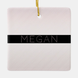 Dein Name   Dünnweiß und sublette Rose Ombre Strei Keramikornament