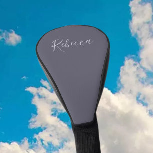 Dein Name Elegante Lavendel-Schrift auf nebligem Golf Headcover