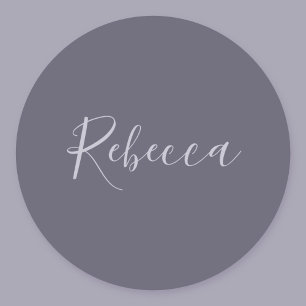 Dein Name Elegante Lavendelschrift auf nebligem Runder Aufkleber