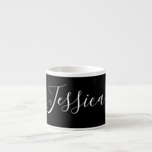 Dein Name Elegante weiße Schrift auf Schwarz Espressotasse