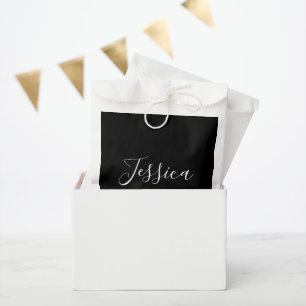 Dein Name Elegante weiße Schrift auf Schwarz Geschenktütchen