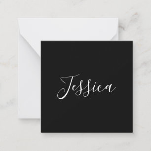 Dein Name Elegante weiße Schrift auf Schwarz Mitteilungskarte
