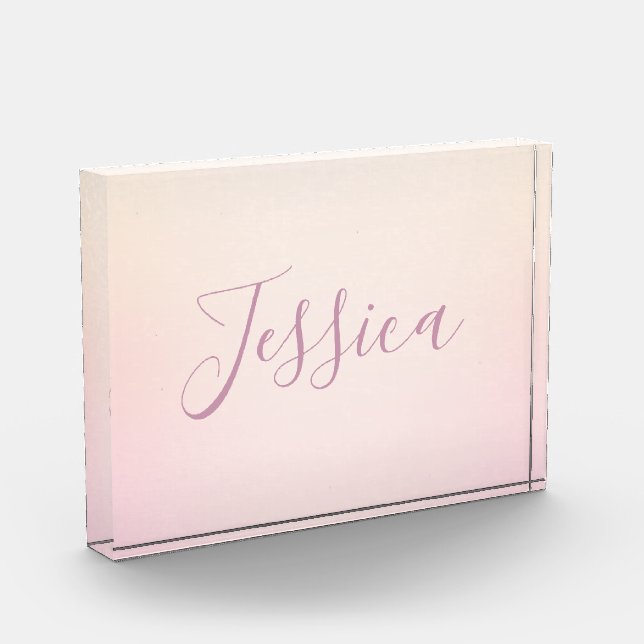Dein Name | Elegantes Script Soft Ombre Fotoblock (Links)