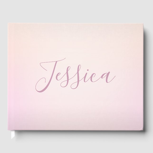 Dein Name | Elegantes Script Soft Ombre Gästebuch (Vorderseite)