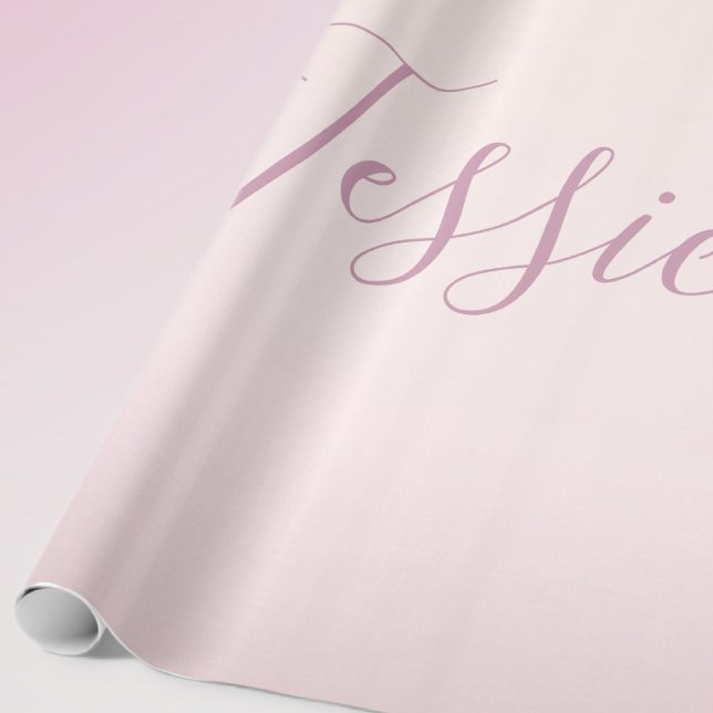 Dein Name | Elegantes Script Soft Ombre Geschenkpapier (Von Creator hochgeladen)