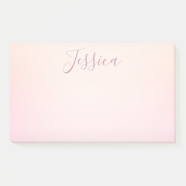 Dein Name | Elegantes Script Soft Ombre Post-it Klebezettel (Vorderseite)