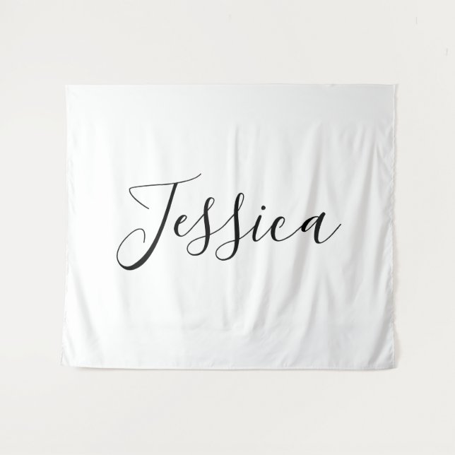 Dein Name | Elegantes Skript Wandteppich (Vorderseite (Horizontal))