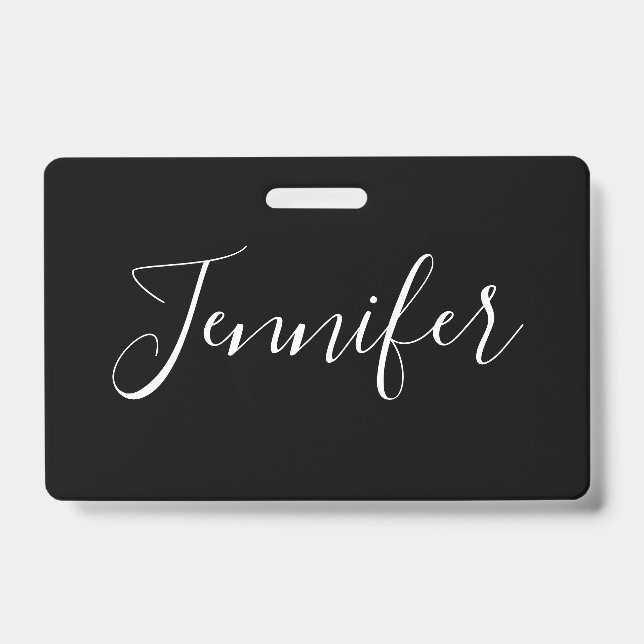 Dein Name | Elegantes weißes Script auf schwarz Ausweis (Vorderseite)