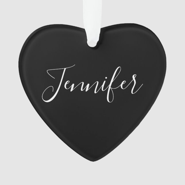 Dein Name | Elegantes weißes Script auf schwarz Ornament (Vorderseite)