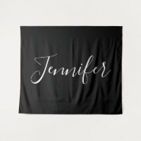 Dein Name | Elegantes weißes Script auf schwarz