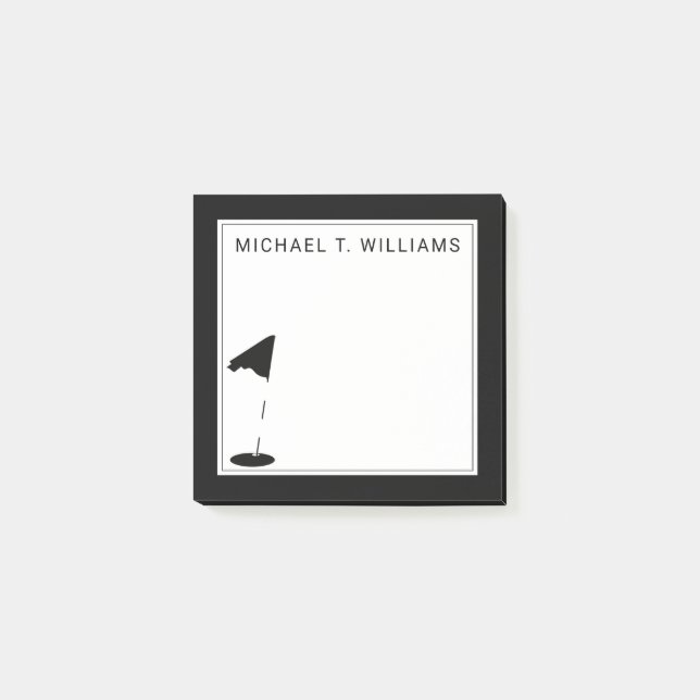 Dein Name | Golf Flag Post-it Klebezettel (Vorderseite)