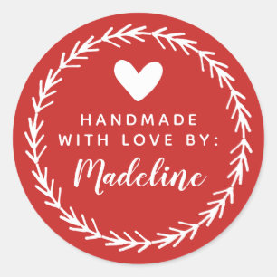 Dein Name   Handmade by Runder Aufkleber