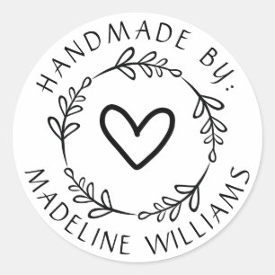 Dein Name   Handmade by Runder Aufkleber