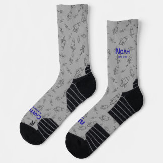 Dein Name im Weltraum mit Raketen Socken