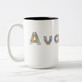 Dein Name in kunstvollen floralen Buchstaben / Ava Zweifarbige Tasse