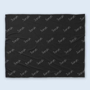 Dein Name Moderne weiße Schrift schwarz Fleecedecke