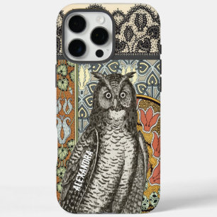 Dein Name oder Zitat Eule Trend Floral Damast iPhone 16 Pro Max Hülle