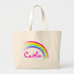 "dein Name" Regenbogen Rosa / leichte Tragetasche
