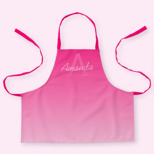 Dein Name Süß Anpassbar Rosa Ombre & Monogramm Schürze