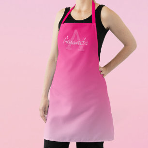 Dein Name Süß Anpassbar Rosa Ombre & Monogramm Schürze