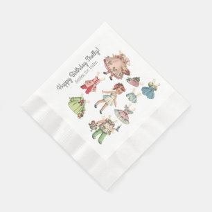 Dein Name und Botschaft Vintage-Puppe Papier-Servi Serviette