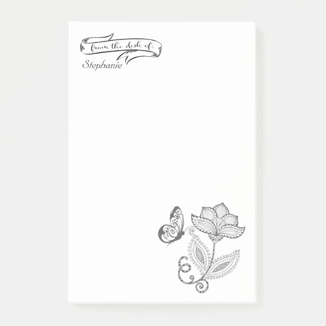 DEIN NAME | vom Schreibtisch der Schmetterlingsmüh Post-it Klebezettel (Vorderseite)