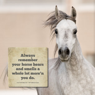 Dein Pferd hört und riecht   Cowboy Wisdom Steinuntersetzer