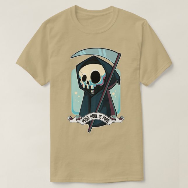 Dein Soul ist mein Kawaii Sensenmann Tod Halloween T-Shirt (Design vorne)