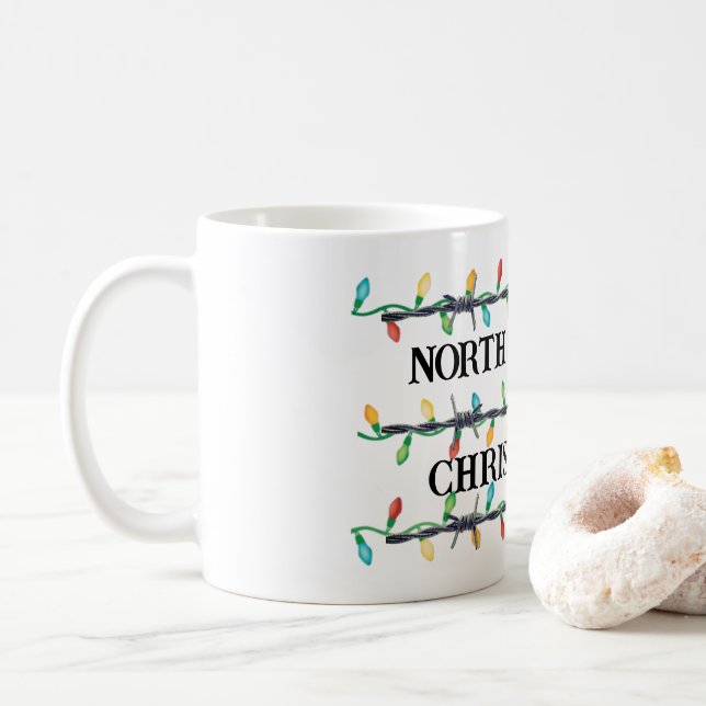 "Dein Staat", Barbed Wire & Christmas Lights Kaffeetasse (Mit Donut)