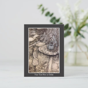 Dein Text/Farbe Alice mit Raupe Rackham Kunst Postkarte