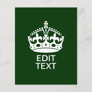 Dein Text KEEP CALM CROWN auf Grün - Anpassbar! Flyer